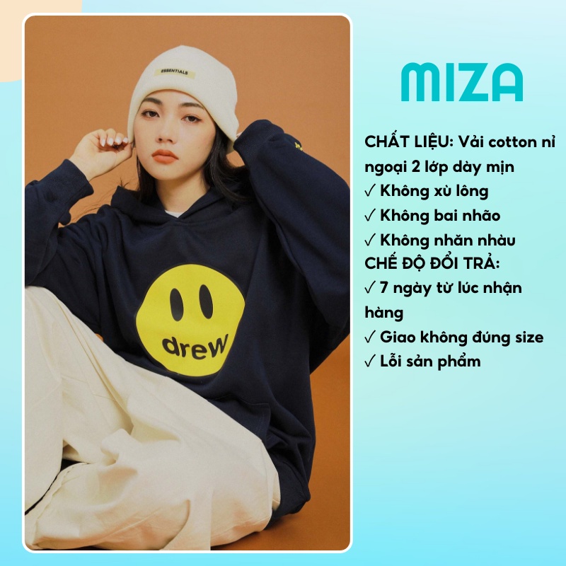 Áo hoodie nam nữ unisex có mũ ulzzang hàn quốc cặp đôi local brand nỉ ngoại cao cấp da cá form rộng cute zip DREW