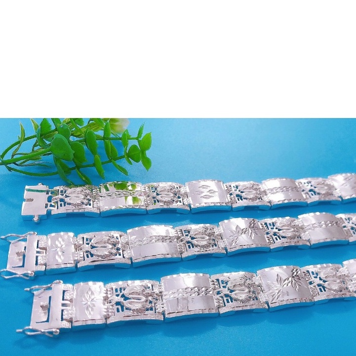 Lắc tay nam bạc - Vòng tay dân chơi loại to khóa chữ S Cao Cấp