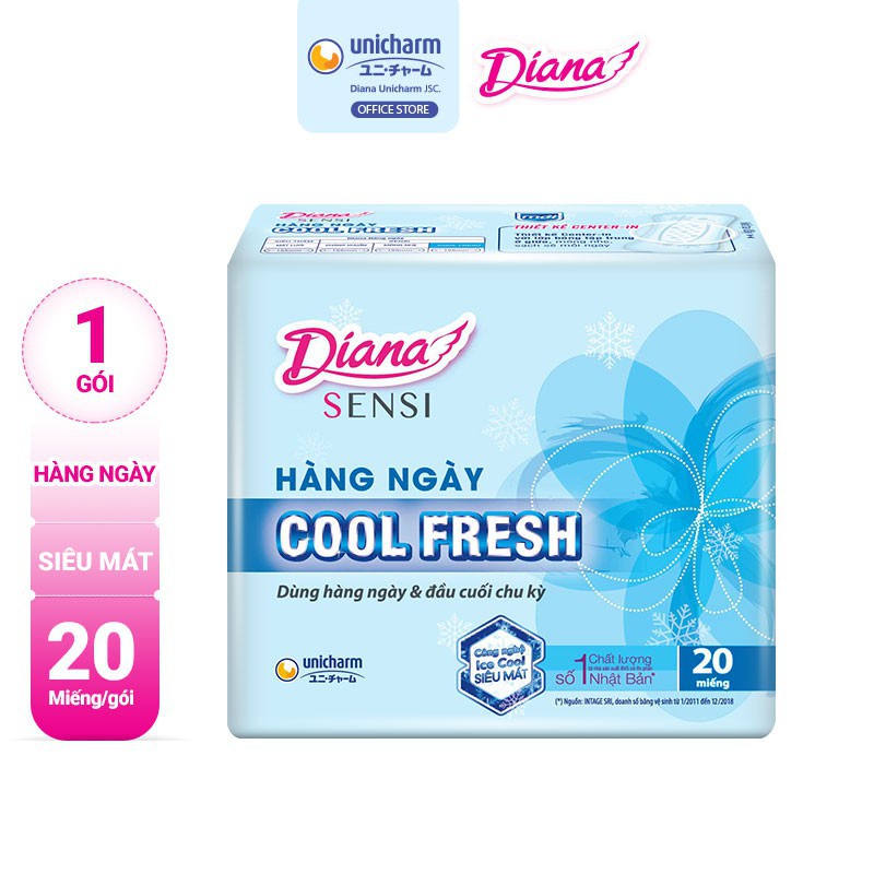 Băng vệ sinh Diana hàng ngày Sensi Cool Fresh / Kháng Khuẩn 20 miếng/góí