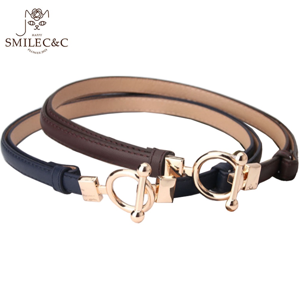SmileFairyCC【COD &amp; Hàng Có Sẵn】Thắt Lưng Da Mềm Phối Kim Loại Chất Lượng Cao Cho Nữ