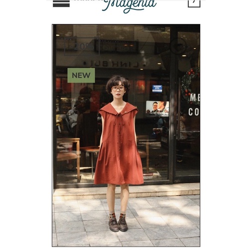 Váy linen đỏ dày dặn Magenta.vintage