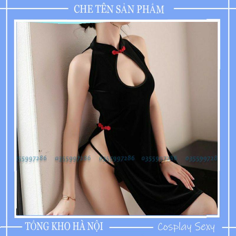 Bộ Đồ Ngủ Cosplay Cô Gái Thượng Hải. Váy Ngủ Sườn Xám Nhung Cao Cấp Hờ Lưng - Sexy Sleepwear Code: SXN1750 | BigBuy360 - bigbuy360.vn