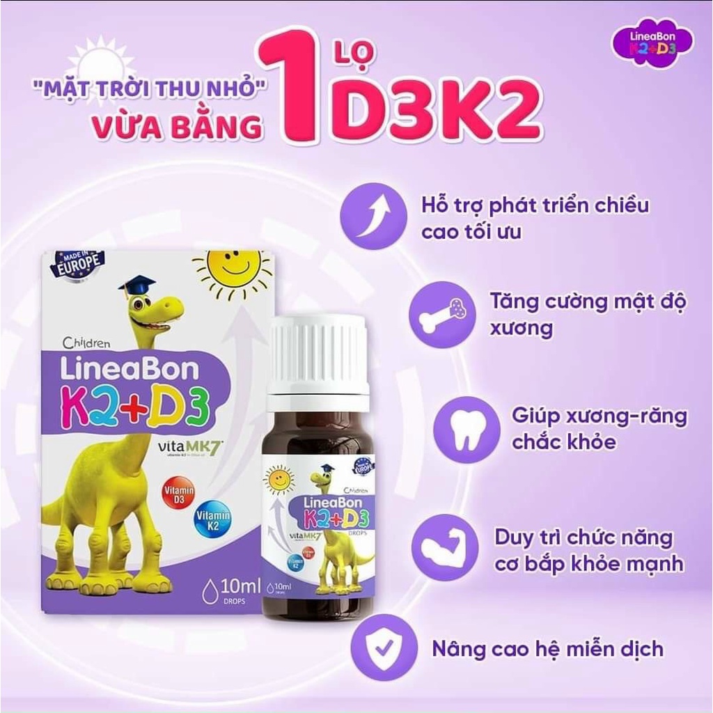 DATE 2025 LineaBon k2+d3 Tăng cường hấp thu Canxi - Trẻ cao lớn hơn