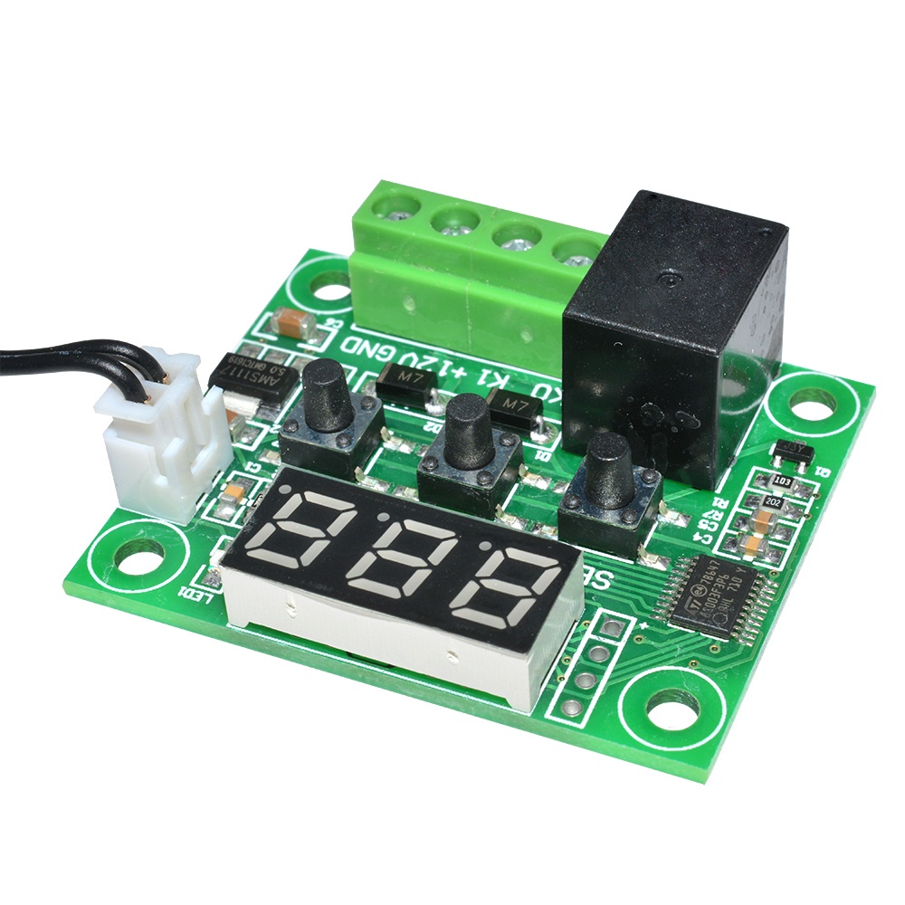 AIDEEPEN Công Tắc Cảm Biến Nhiệt Độ Và Độ Ẩm Kỹ Thuật Số Màu Đỏ W1209 50-110°C DC 24V Với Đầu Dò