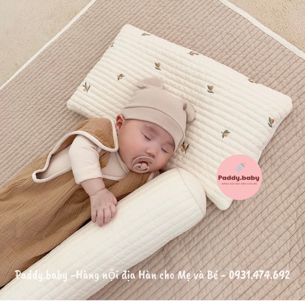 Gối mỏng sơ sinh Dottodot Malolotte Hàn Quốc thêu quilting hình chữ nhật  made in korea &lt;có sẵn&gt;