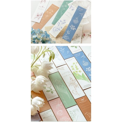 Hộp 20 Thẻ Đánh Dấu Trang Sách Ba Chiều Dập Nổi Cây Cối Tự Nhiên