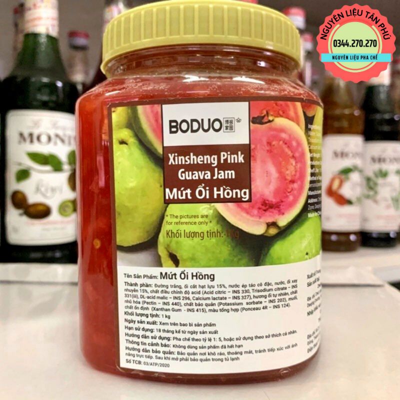 Mứt ổi hồng Boduo Làm trà ổi hồng hộp 1kg