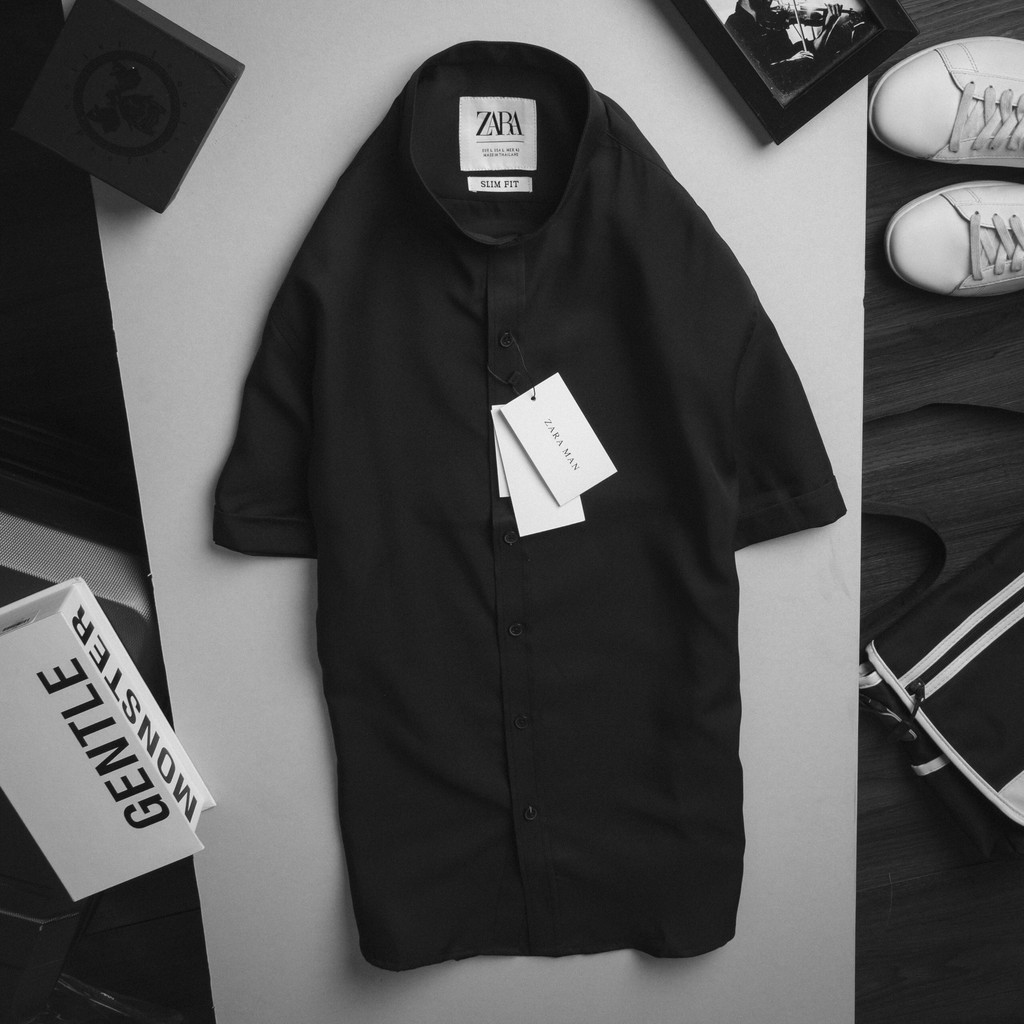 Áo sơ mi nam Gấu 194 cổ trụ tay ngắn vải lụa mềm mịn, ít nhăn - form slimfit sang trọng cao cấp | BigBuy360 - bigbuy360.vn