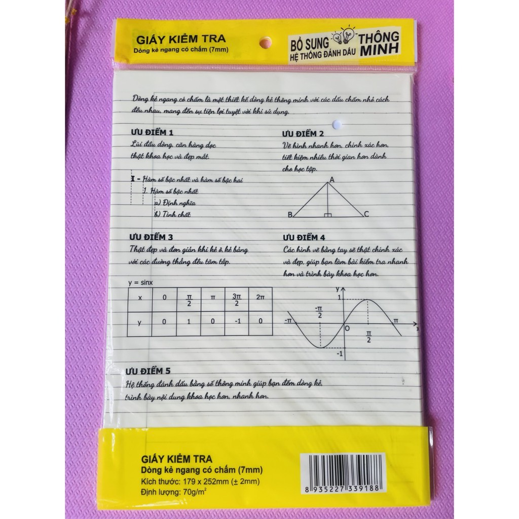 5 túi giấy Kiểm Tra cấp 2 Dòng Kẻ Ngang Có Chấm 25 tờ đôi (ndbooks)