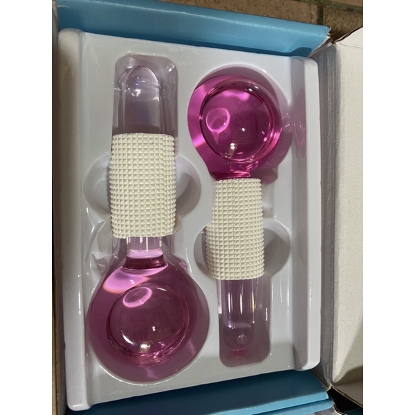 1 Đôi quả cầu lạnh thủy tinh massage mặt hàng cao cấp màu hồng có lóng lánh y hình