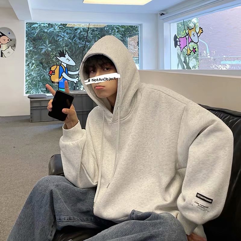 Áo hoodie dáng rộng họa tiết đơn giản nhiều kích thước