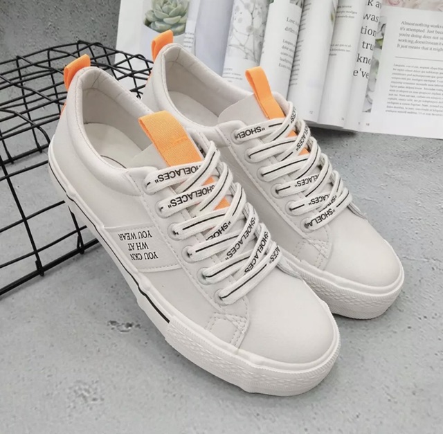 GIÀY SNEAKER NỮ MÀU TRẮNG PHỐI CAM FUTISHOP