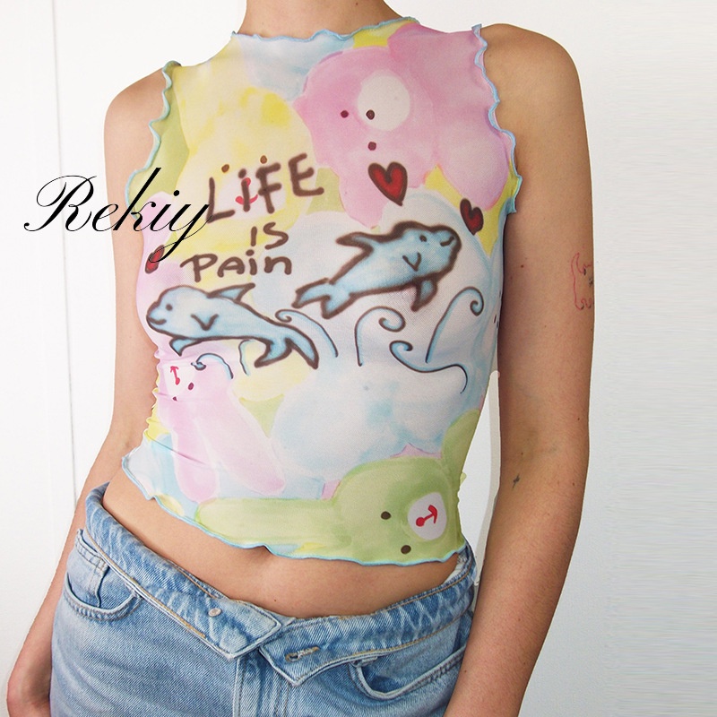 Áo Tank Top Nữ 2022 In Họa Tiết