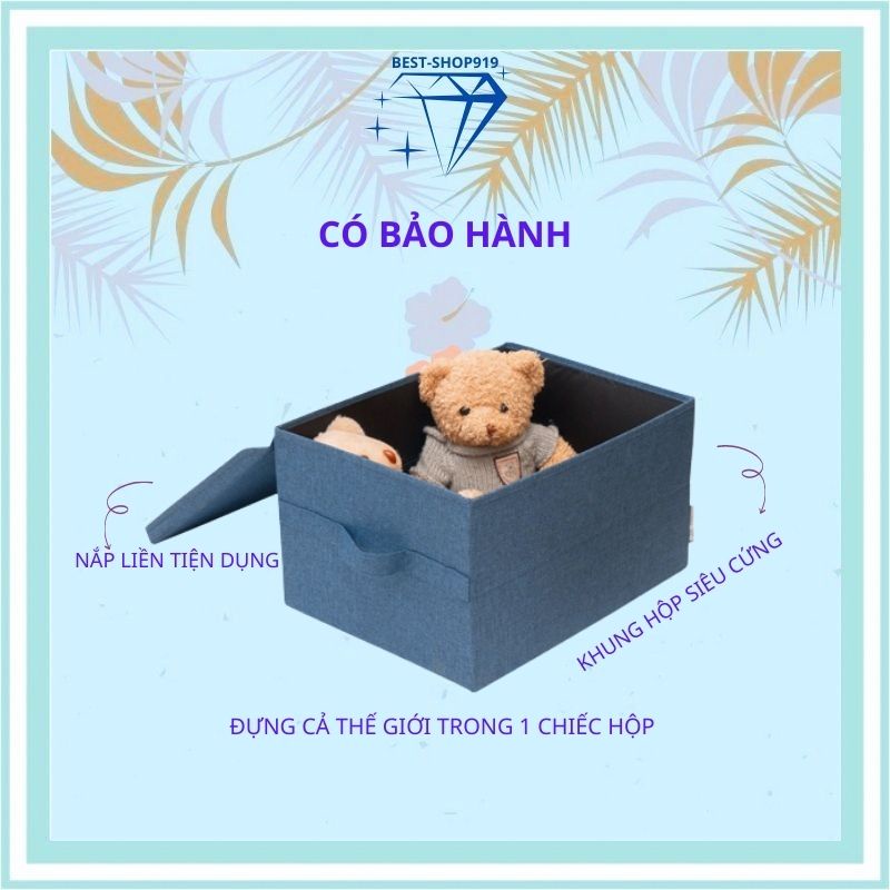 Hộp Vải Đựng Quần Áo Bằng Vải Gấp Gọn Bigso Xuất Thụy Điển Khung Cứng Có Quai Xách và Nắp Đậy Sắp Xếp Tủ Quần áo