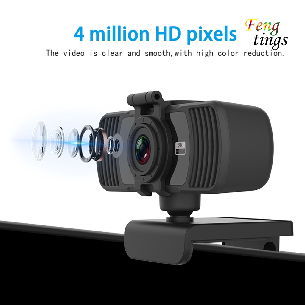 Webcam Webcam 2K Tự Động Lấy Nét USB Độ Phân Giải Cao Có Micro Cho Mac Laptop Video Live