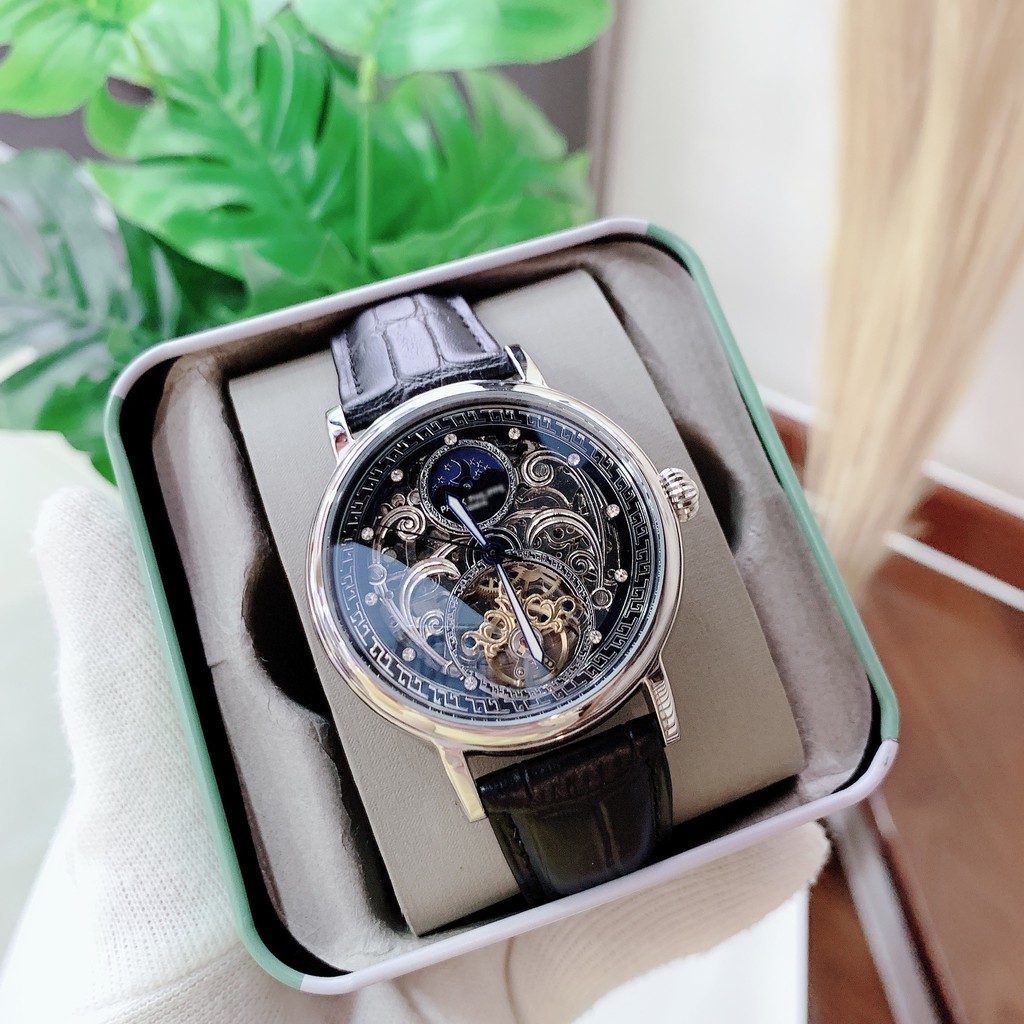 ĐỒNG HỒ NAM NAUTILUS SKELETON AUTOMATIC DIAMOND , DÂY DA , SIZE 44MM