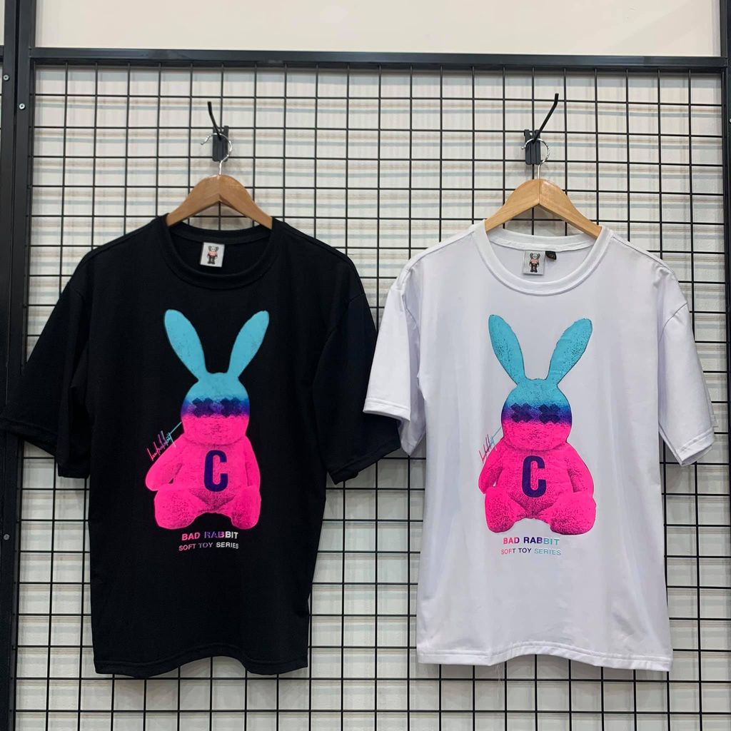 Áo thun unisex tay lỡ Rabbit hồng Gen Z