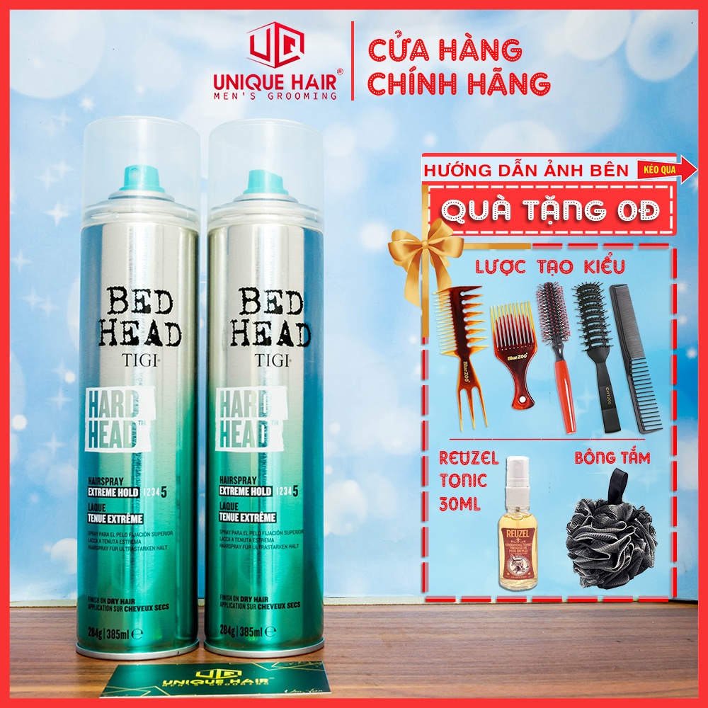 [ Chính Hãng ] Gôm xịt giữ nếp siêu cứng TIGI HARD HEAD 385ml - new 2021