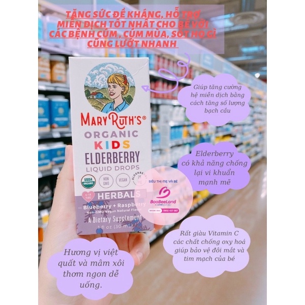 Vitamin tổng hợp tăng đề kháng Mary Ruth Organic Toddle Elderberry 30ml cho bé - BAABEELAND