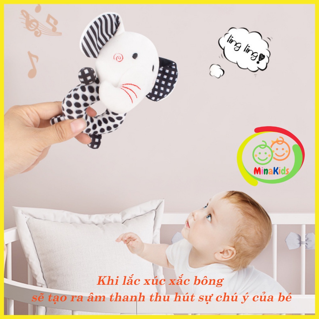 Đồ Chơi Lục Lạc Thú Bông Chút Chít Cho Bé Cầm Nắm Màu Sắc Đen Trắng Kích Thích Thị Giác TOLOLO TCT19