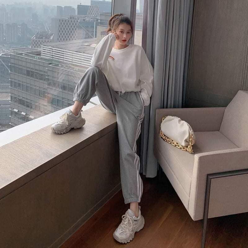 Quần lai thun 3 sọc bigsize unisex nam nữ 40kg - 97kg