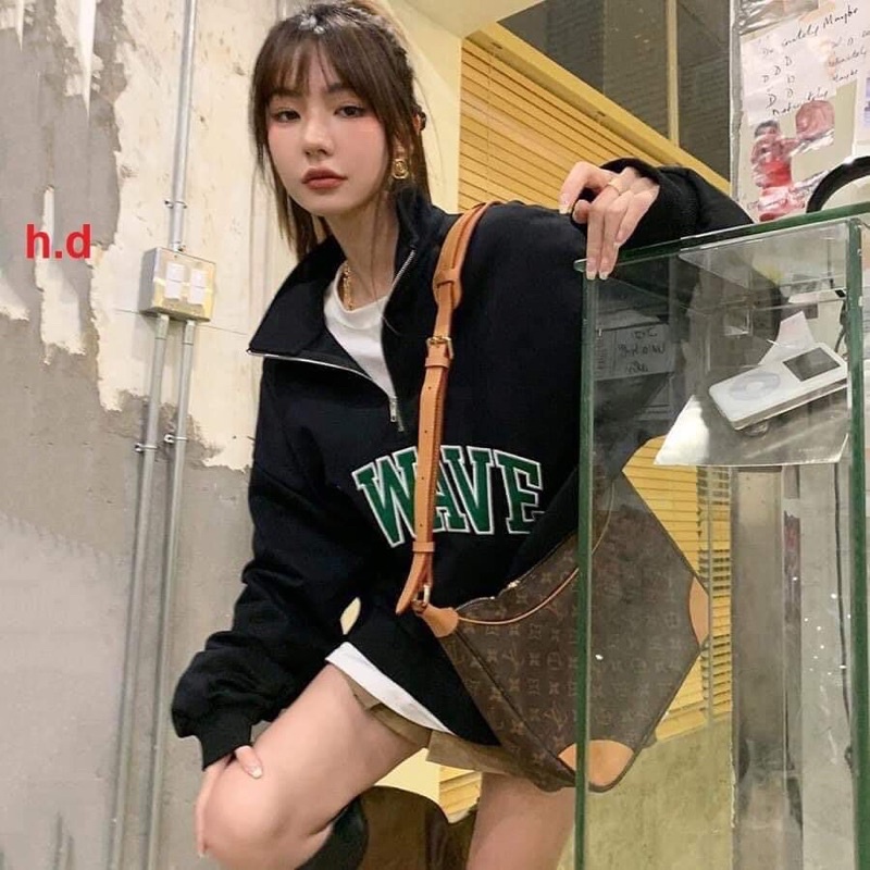 Áo Sweater khoá cổ NWave UlzzangHodie nữ form rộng dài vải nỉ chất đẹp giá rẻ không xù lông hàng quảng châu BST