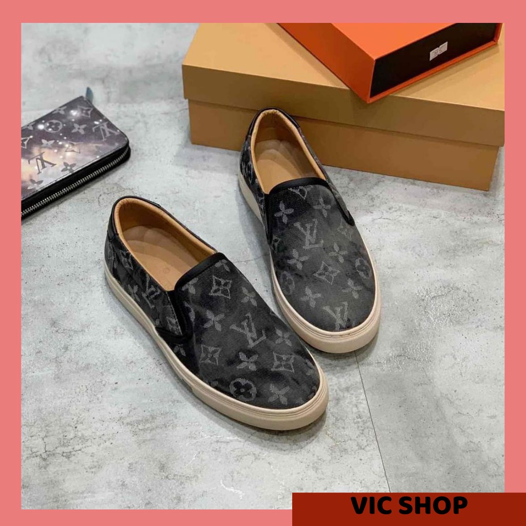 Giầy lười slipon GSL-160 dù cao cấp, đế cao su có rãnh ma sát, chữ dập ít chìm trẻ trung thanh lịch