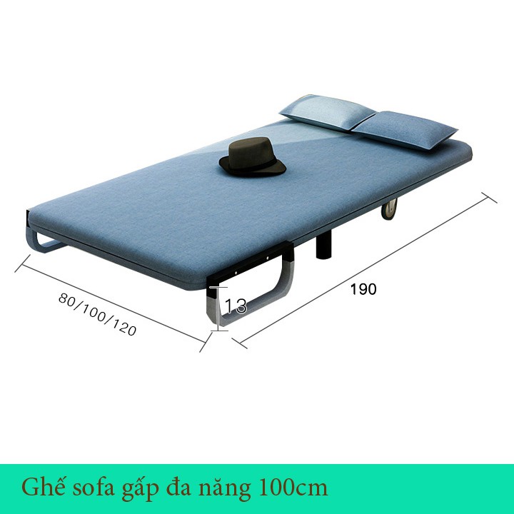 Sofa giường gấp gọn 120 cm , ghế sofa đa năng có bánh xe