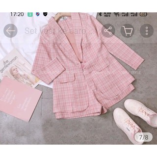 Set vest kẻ caro cao cấp