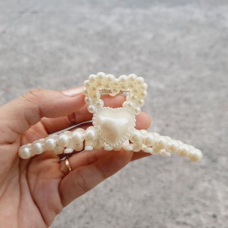 Kẹp tóc đính hạt trái tim siêu xinh (9.5cm)