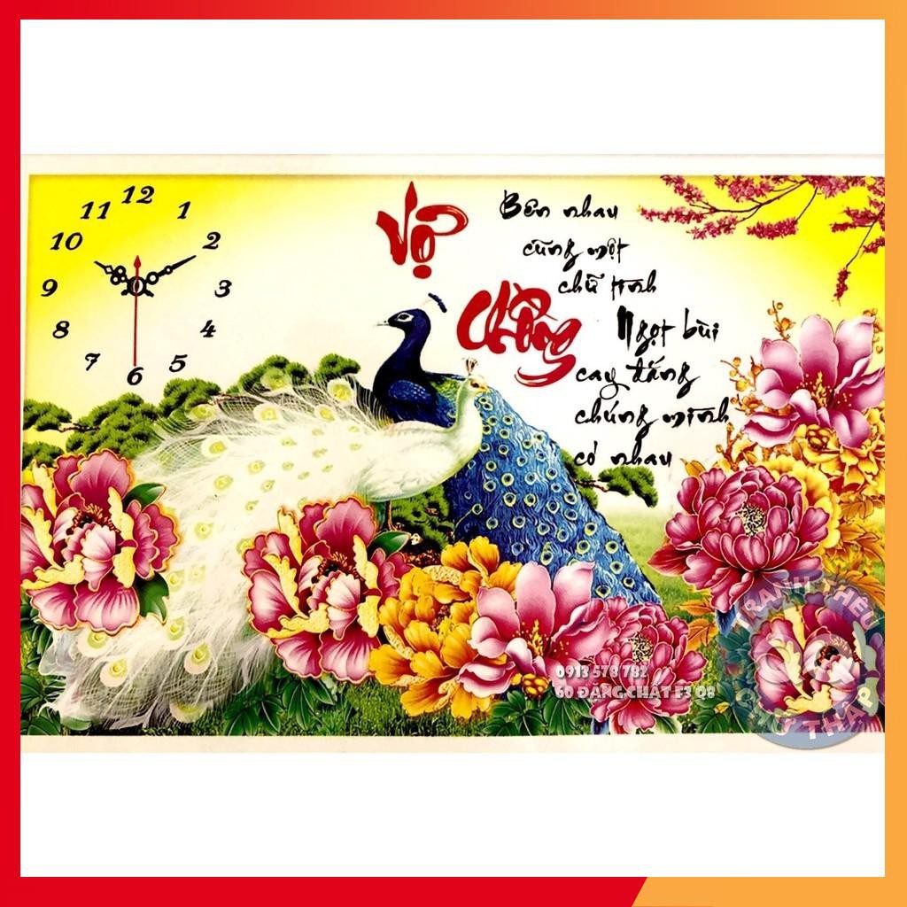 65x42Cm Tranh THÊU ĐỒNG HỒ VỢ CHỒNG Tranh THÊU CHỮ THẬP CHƯA THÊU X8099 LV3122