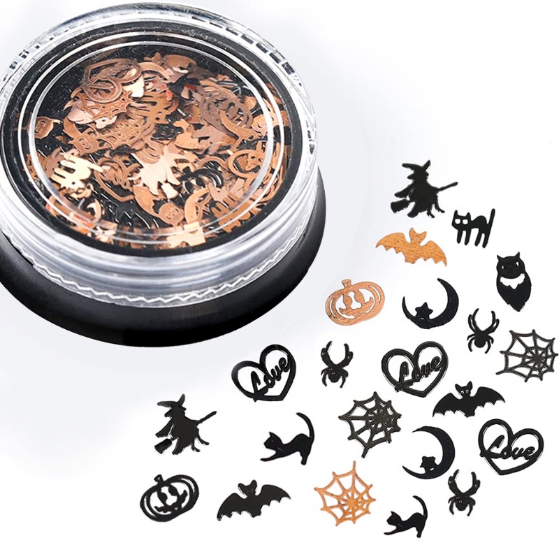 Hộp Phụ Kiện Dán Trang Trí Móng Nghệ Thuật Chủ Đề Halloween
