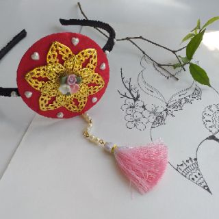 Cài Tóc HanBok Đỏ hoa nhí tua