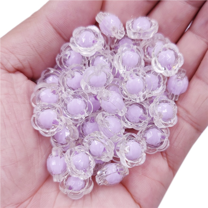 Bộ 20 Hạt Nhựa Trong Suốt Hình Hoa 13mm Làm Vòng Tay/Vòng cổ