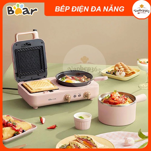 [Hàng chính hãng] Bếp điện đa năng Bear 3 trong 1 loại 1 sandwich Nướng, Chiên, Xào bảo hành 6 tháng