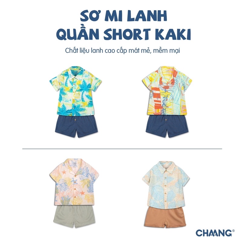 Áo lanh bé trai cúc giữa sea sailor