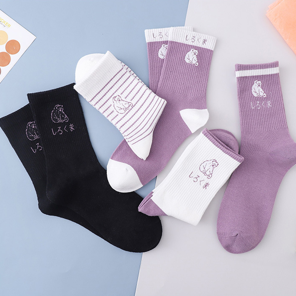 MOCHO Girls Cotton socks Cute Women socks Bear socks Middle Tube New Fashion Personality Cartoons Bear Pattern Personality | BigBuy360 - bigbuy360.vn
