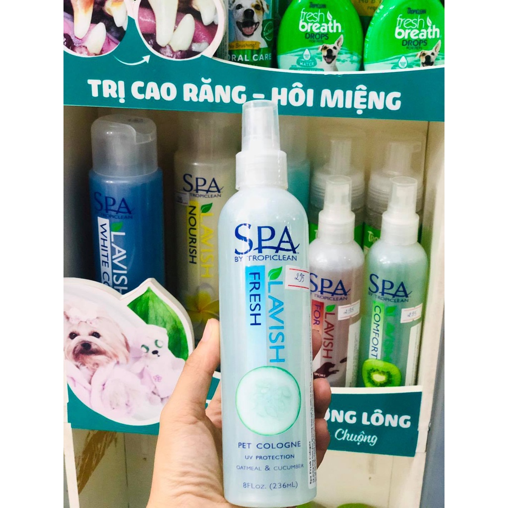 Xịt Dưỡng Lông Tropiclean Hương Dưa Leo Dành Cho Thú Cưng- Spa Fresh Cologne