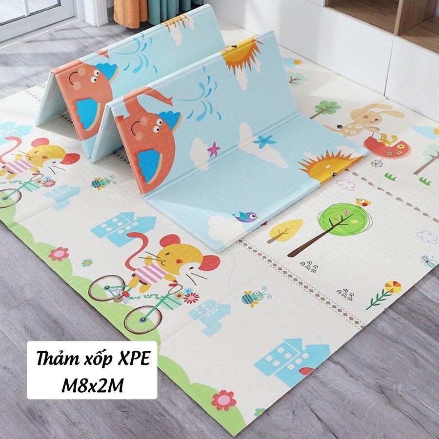 Thảm xốp gấp gọn 2 mặt XPE chống thấm 1m8 x 2m