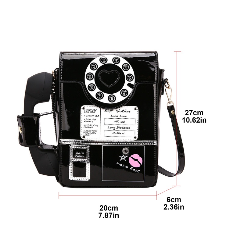 Túi Đeo Chéo Đựng Điện Thoại Hình Điện Thoại Có Dây Điều Chỉnh Được Phong Cách Retro Cho Nữ