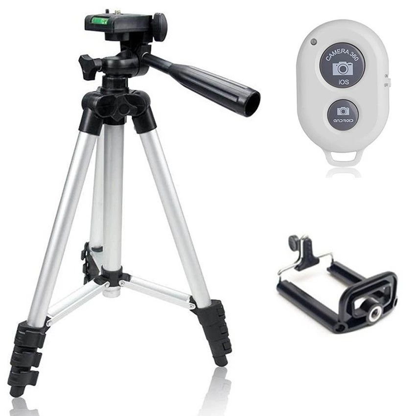 Bộ Chân giá đỡ Tripod TF-3110 hỗ trợ chụp ảnh kèm Giá kẹp điện thoại và remote bluetooth