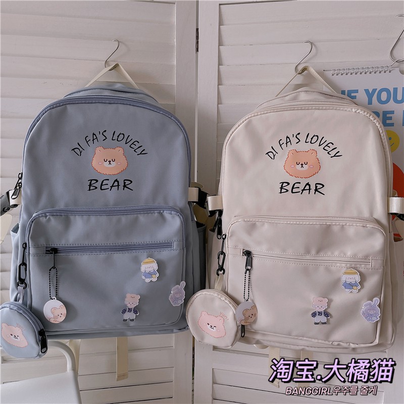 Balo ulzzang hàn quốc đi học, cặp sách nữ dễ thương cute in gấu bear.