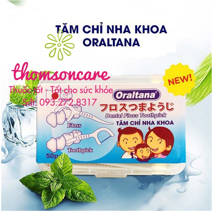 Tăm Chỉ Nha Khoa Oraltana Hộp 50 Cái - vệ sinh miệng