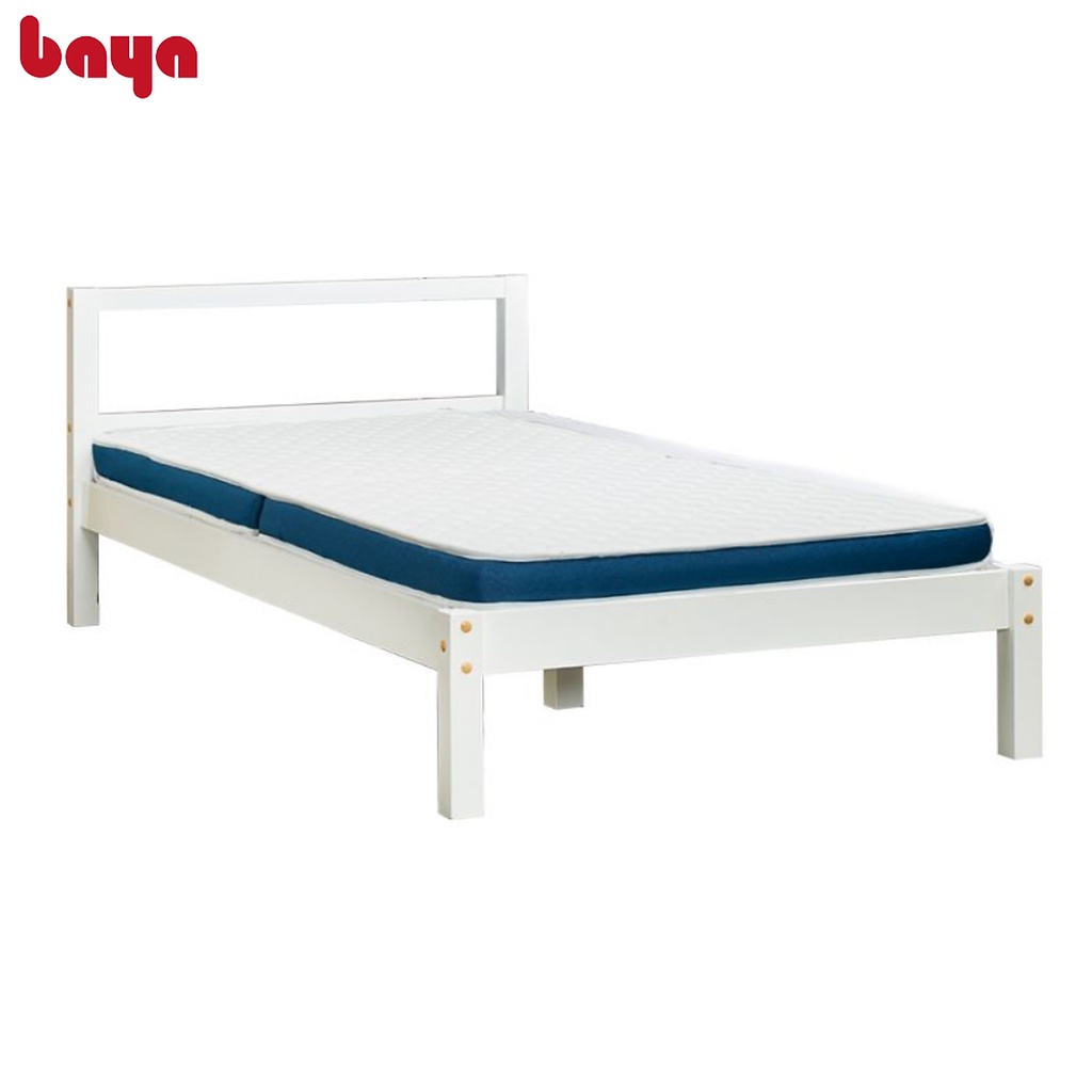 Nệm Ngủ Gấp Gọn BAYA SAPA Màu Trắng Viền Xanh Làm Từ Vải Gấm Xốp Có Trần Mút Tạo Múi Đem Lại Cảm Giác Êm Ái