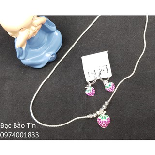 Set Bạc Tim Dâu cho Trẻ Em