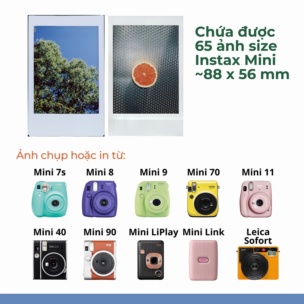 Album ảnh MINI INSTAX - Đựng ảnh Instax Polaroid 6x9 (65 ảnh)