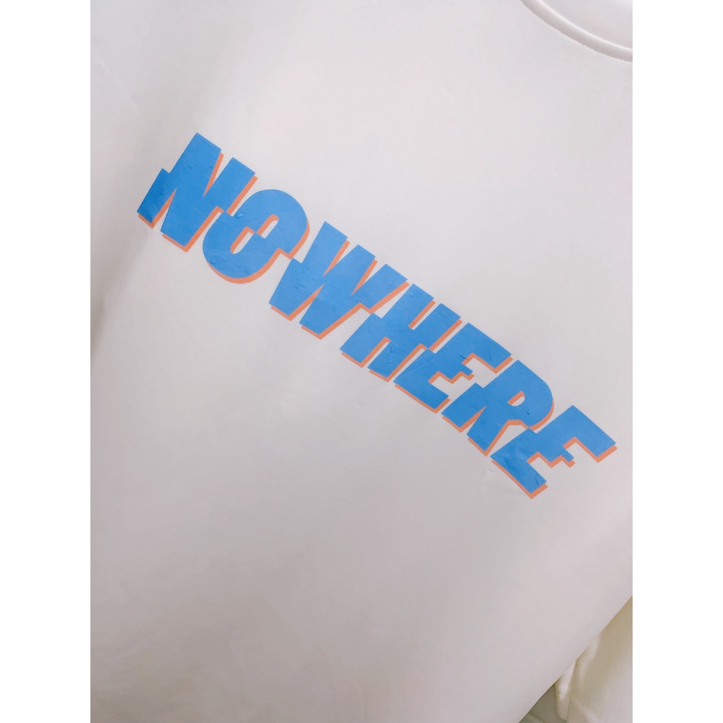 Áo Thun Tay Lỡ Unisex in NOWHERE trắng form rộng họa tiết máy bay chất liệu thun mát