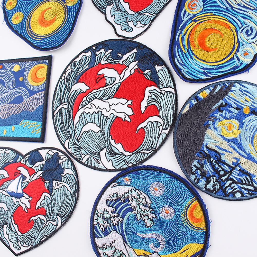 Miếng Dán Ủi Quần Áo Thêu Hình Tranh Van Gogh