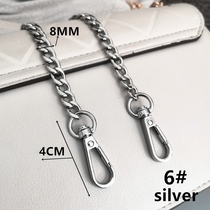 Dây Xích Bằng Kim Loại Màu Vàng Bạc Đen 8MM Đeo Túi Xách Thời Trang Chống Mòn