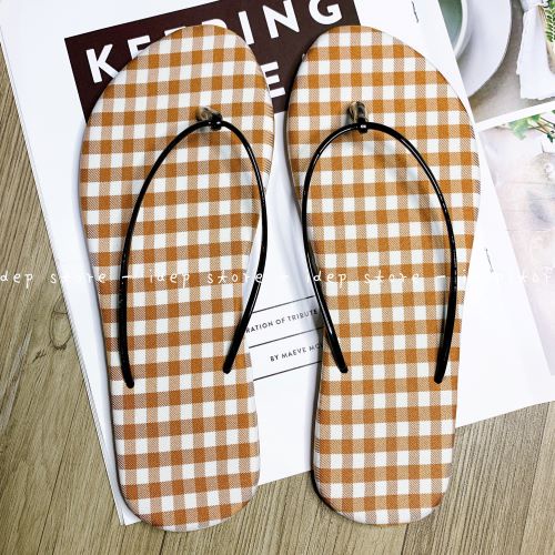 Dép kẹp nữ họa tiết kẻ caro quai mảnh đi biển mùa hè - Dép cọng chỉ Maipy DL104